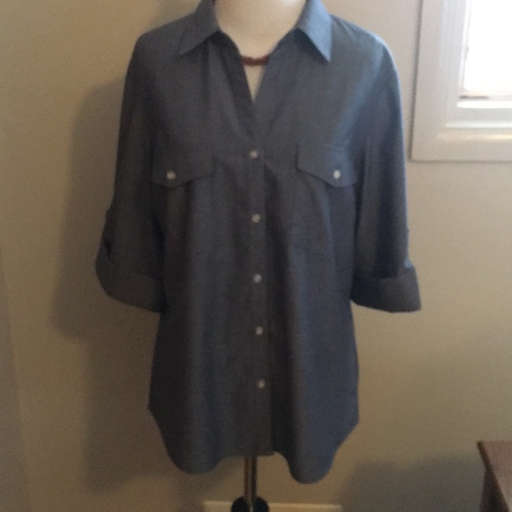 Ellen Tracy Blue Blouse Shirt